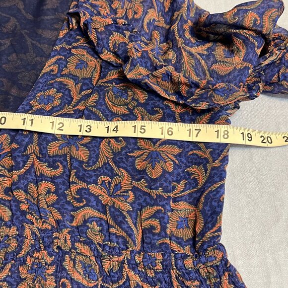 Figue Bohemian Maxi Dress M Floral Tassel Ruffle Sleeve Sheer Long Sleeve - Picture 7 of 11